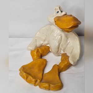 Michael Ezzle Ceramic Duck Figurine Handcrafted Pottery Sculpture Whimsical Art